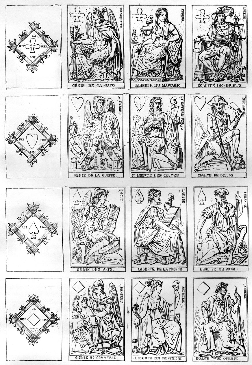 Cartas de juego de la República Francesa, 1790, 1882-1884 de Unbekannt