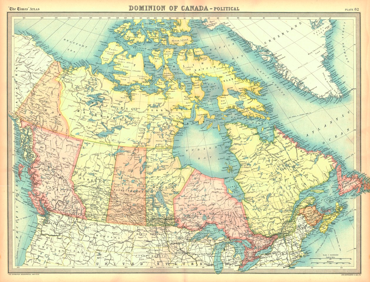 Mapa político del Dominio de Canadá de Unbekannt