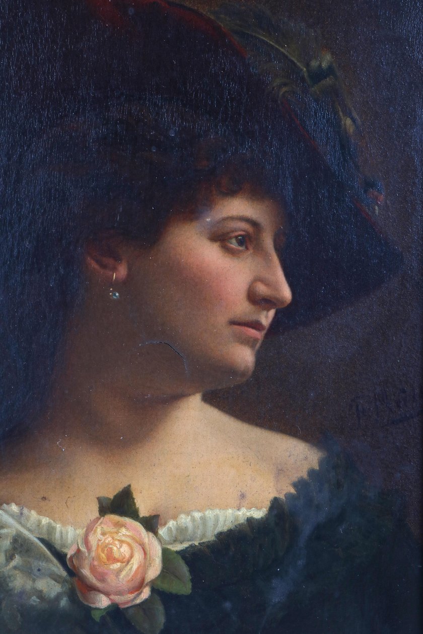 Retrato de una dama con sombrero de Unbekannt