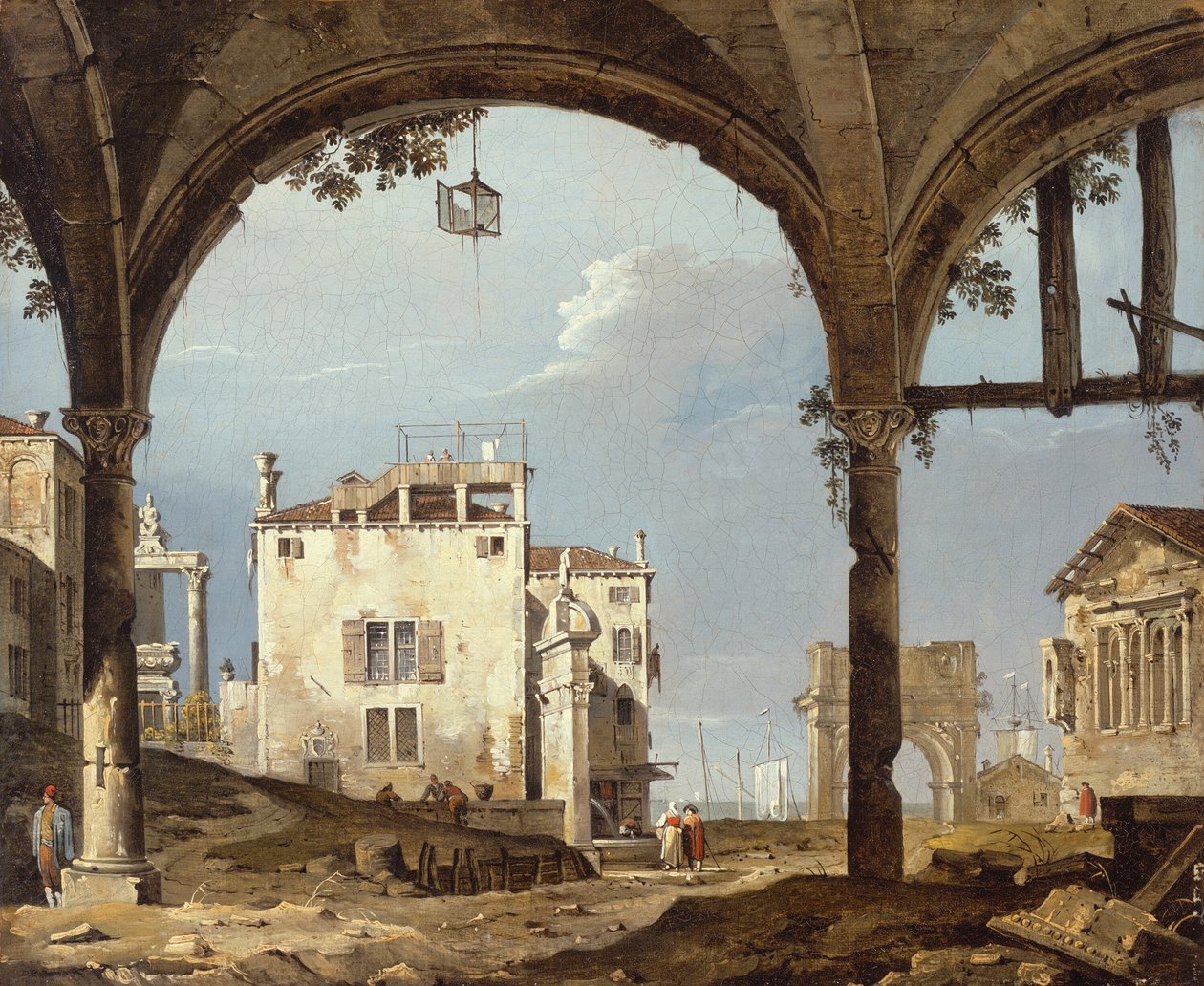 Pórtico con una linterna, 1741-45 de Unbekannt