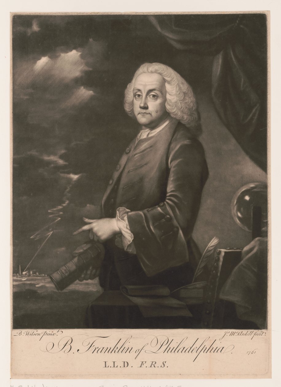 Retrato de Benjamin Franklin (1706-1790) de Unbekannt