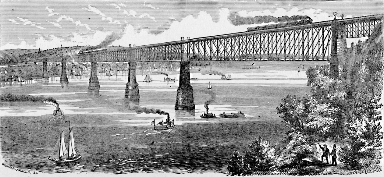 Puente propuesto sobre el Hudson en Poughkeepsie, 1883 de Unbekannt