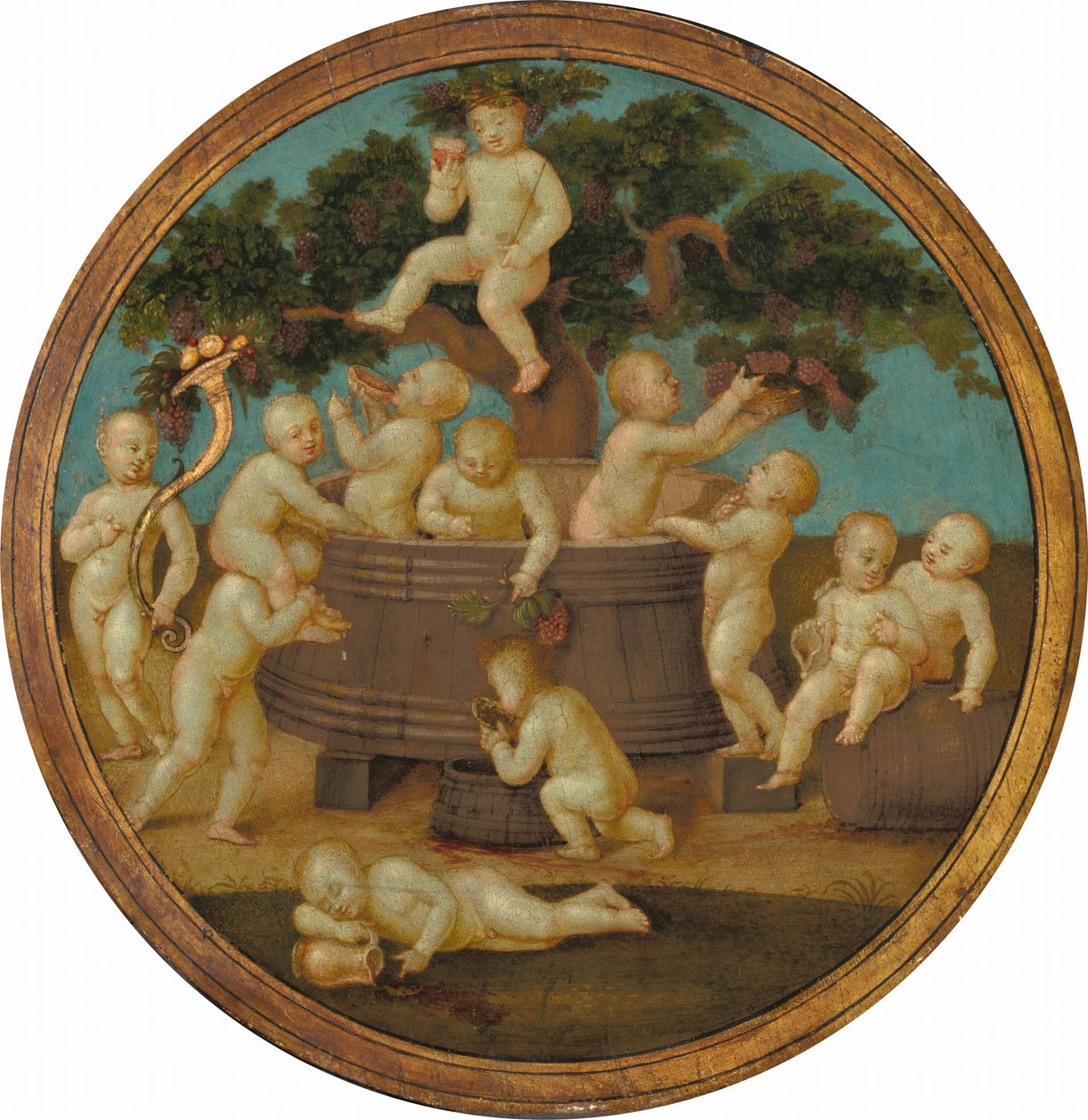 Putti con una prensa de vino, c. 1500 de Unbekannt