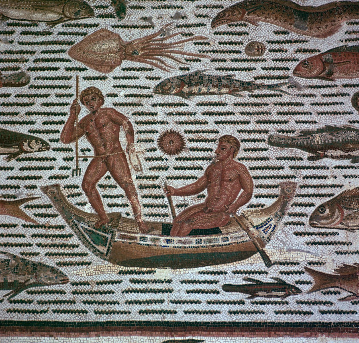 Mosaico romano de hombres pescando, siglo II de Unbekannt