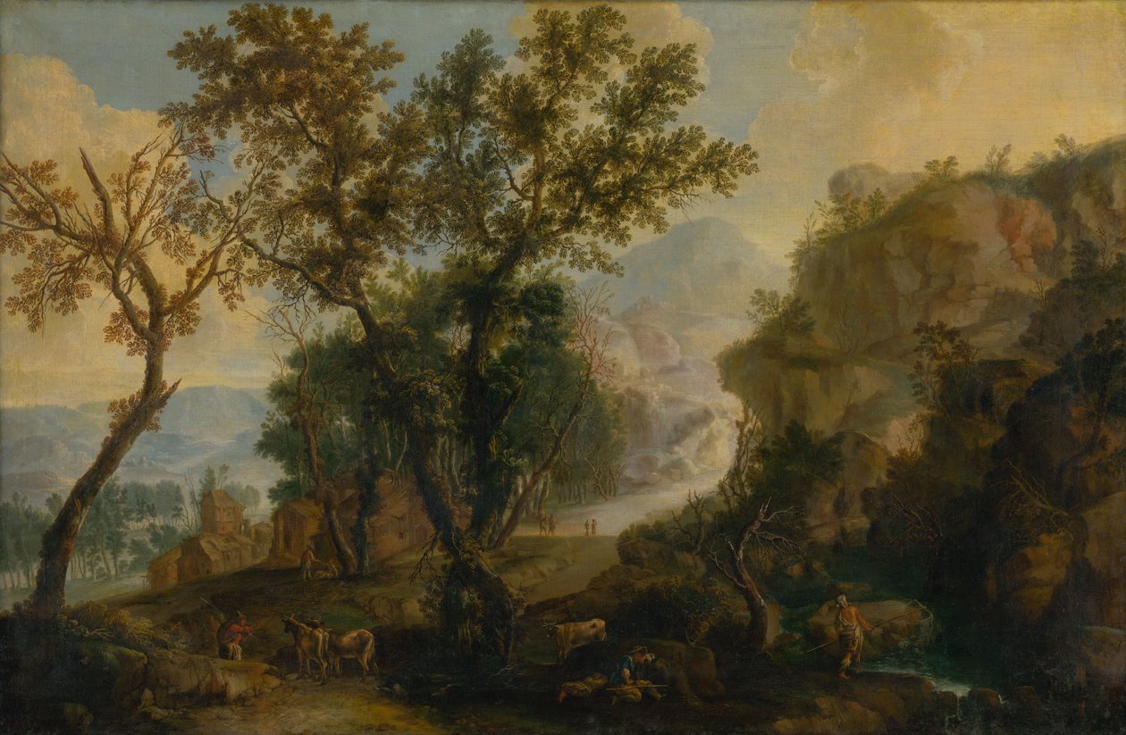 Paisaje romántico con figuras de Unbekannt