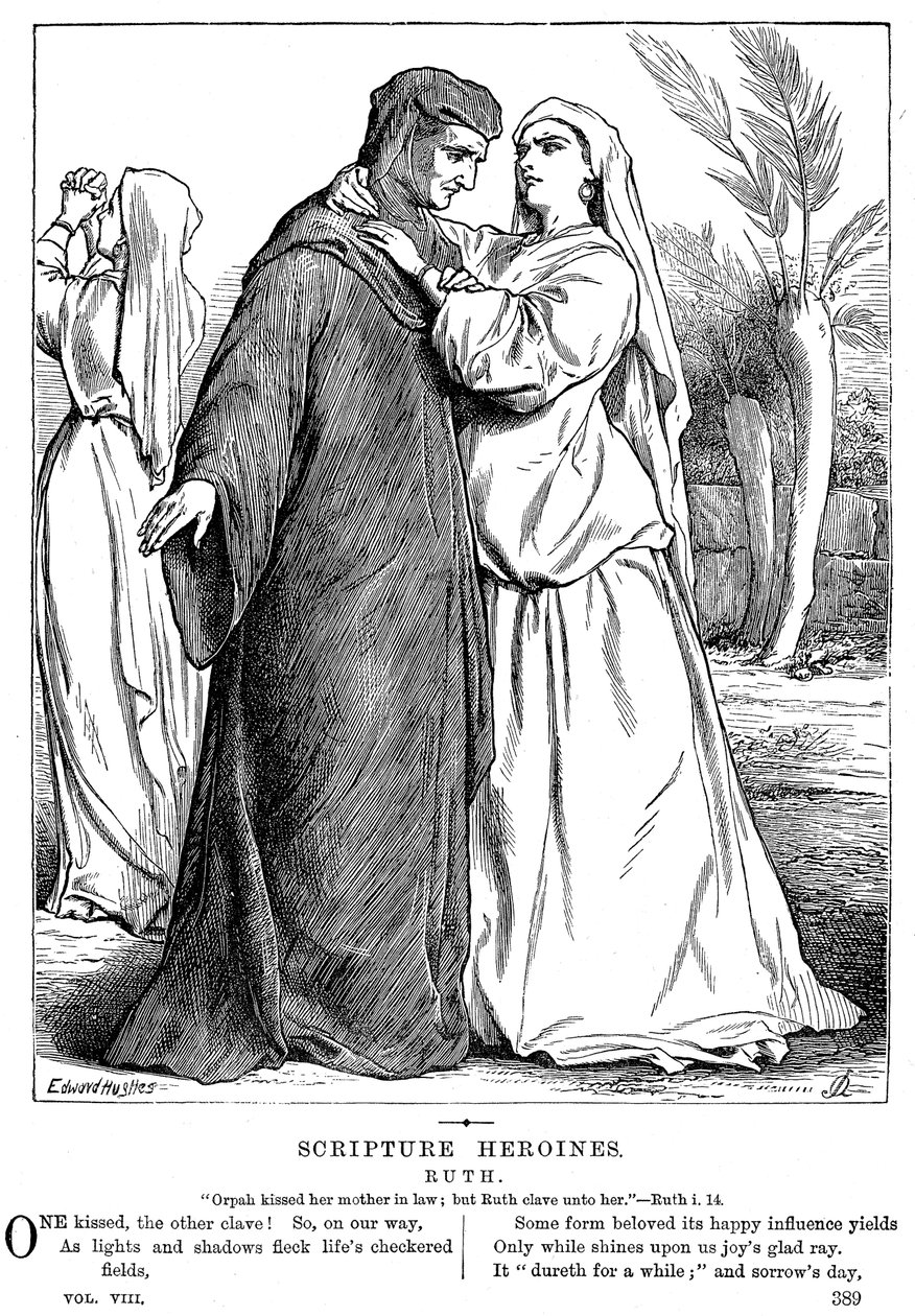 Rut abrazando a su suegra, 1873 de Unbekannt
