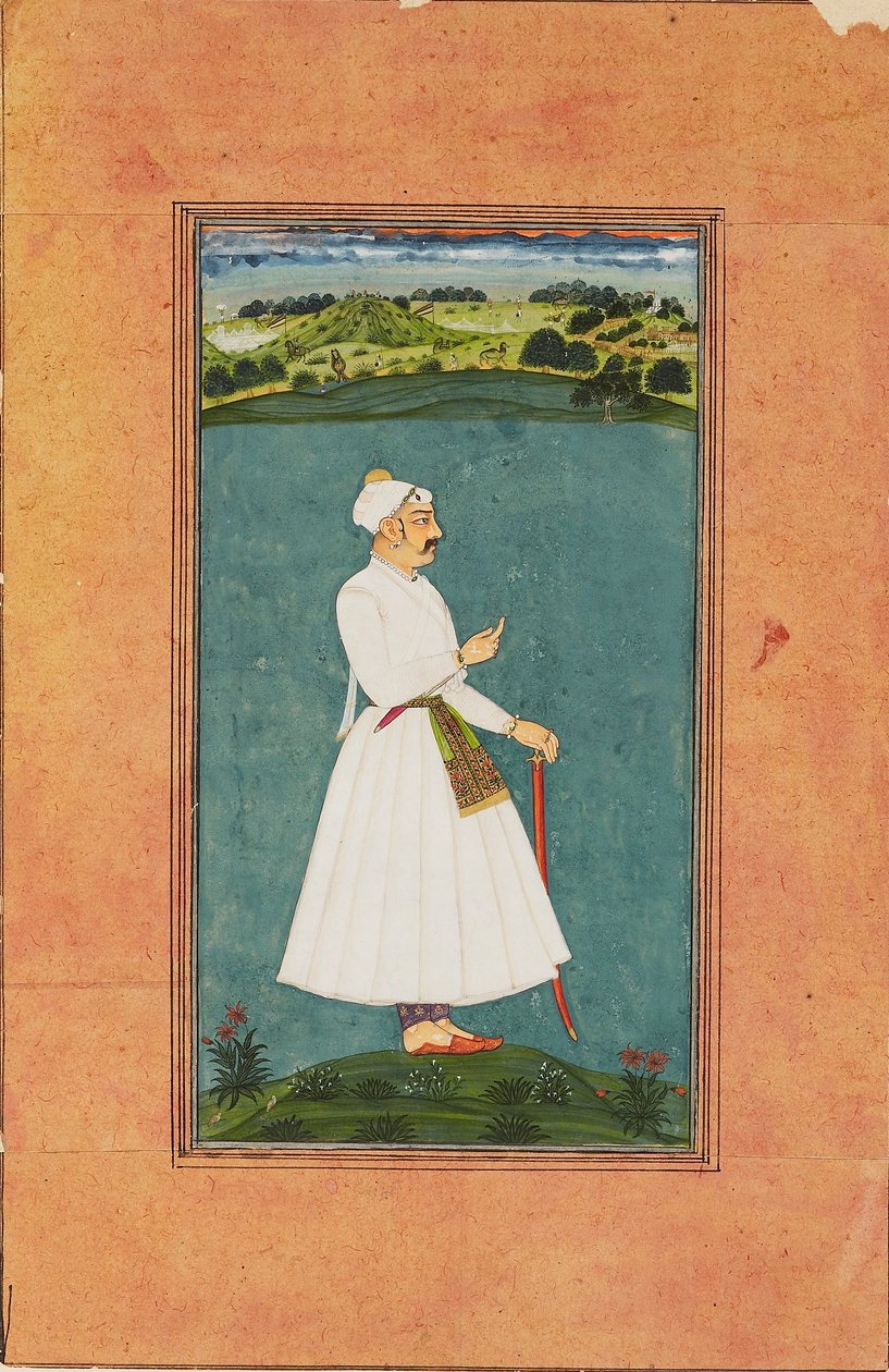 Sawai Jai Singh de pie en un paisaje, c. 1730 de Unbekannt