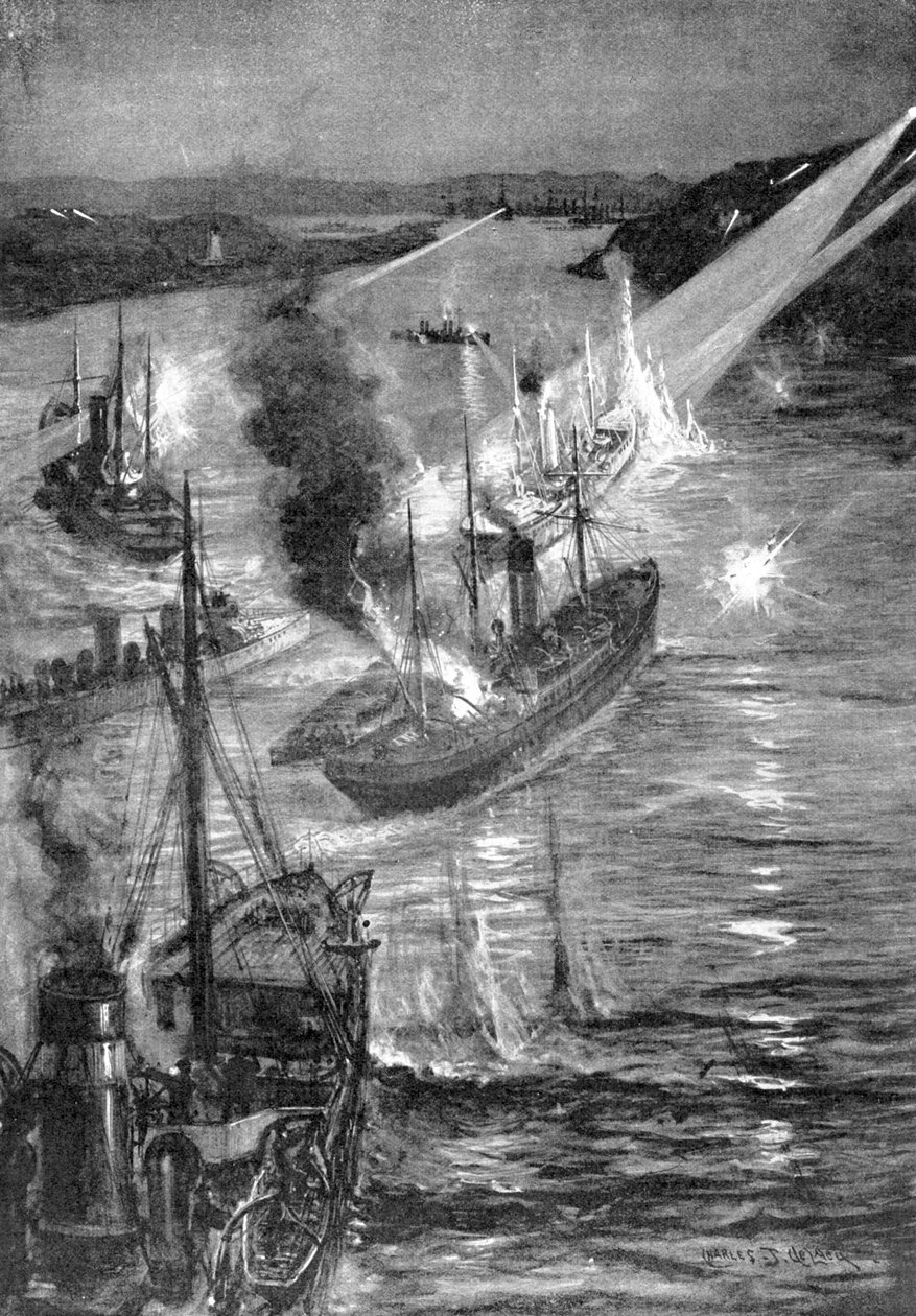 Batalla naval en la Guerra Ruso-Japonesa, 1904 de Unbekannt