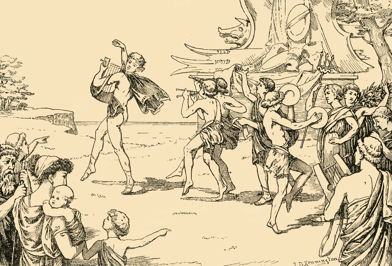 Sófocles liderando el coro de jóvenes, 1890 de Unbekannt
