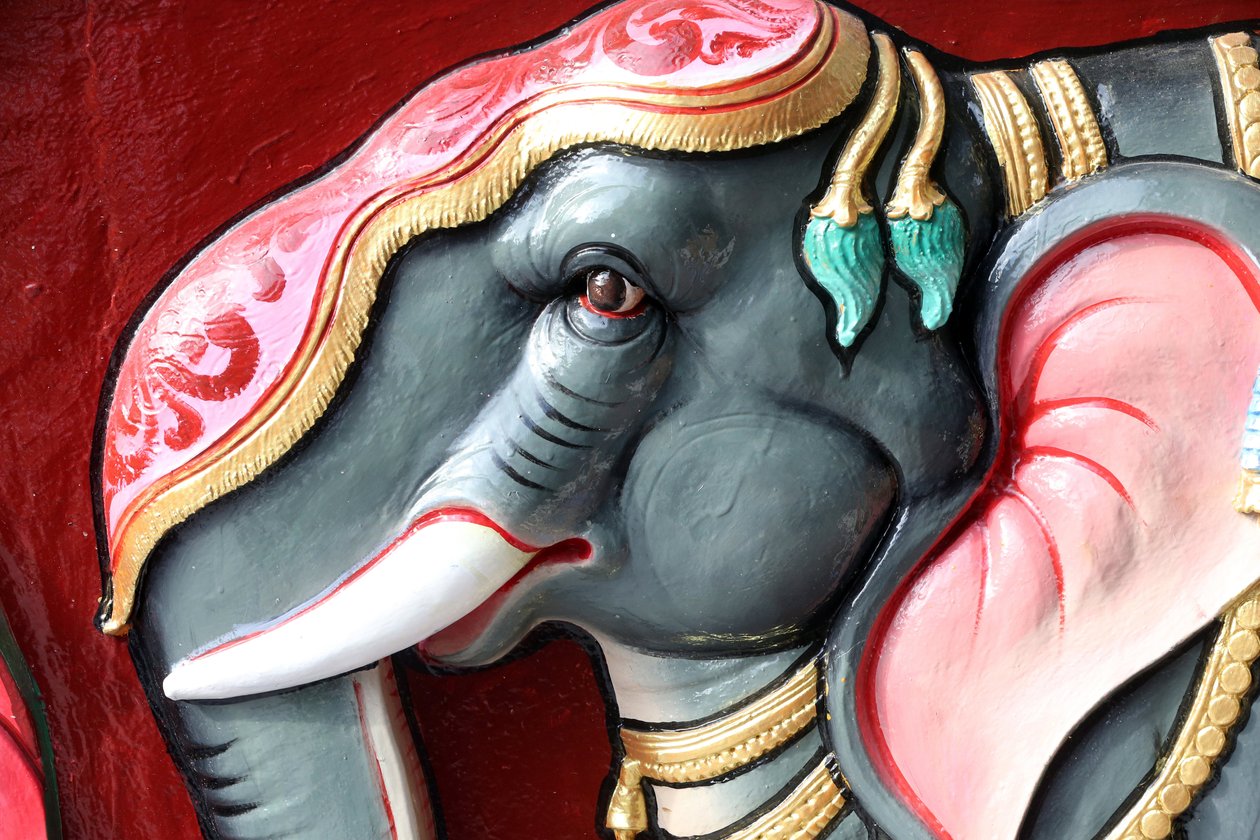 Templo hindú Sri Vadapathira Kaliamman. Elefante. Singapur de Unbekannt