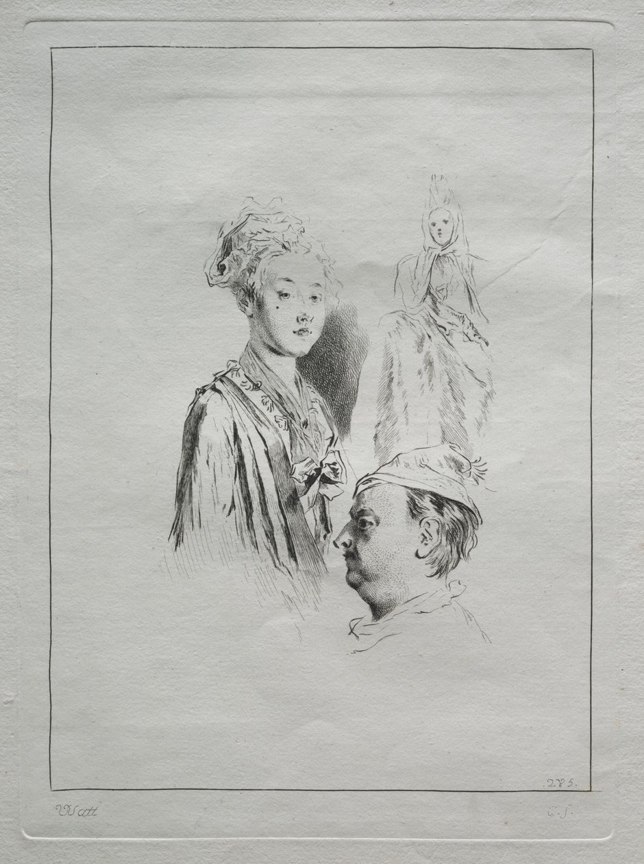 Estudio de cabezas, 1700s de Unbekannt