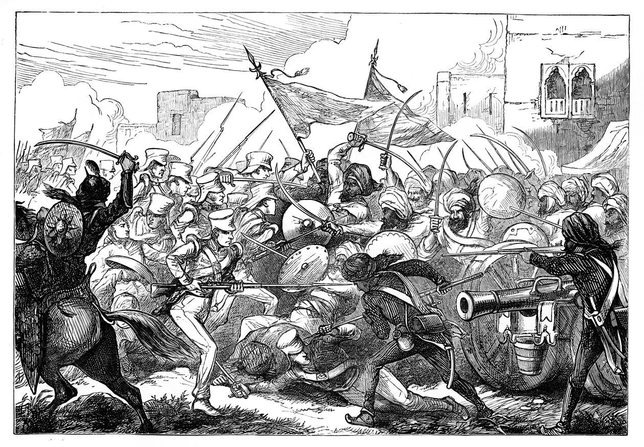 La batalla en Gujerat, siglo XIX de Unbekannt