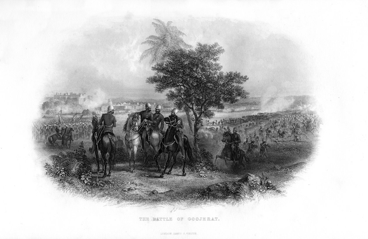 La batalla de Goojerat, 1849, siglo XIX de Unbekannt