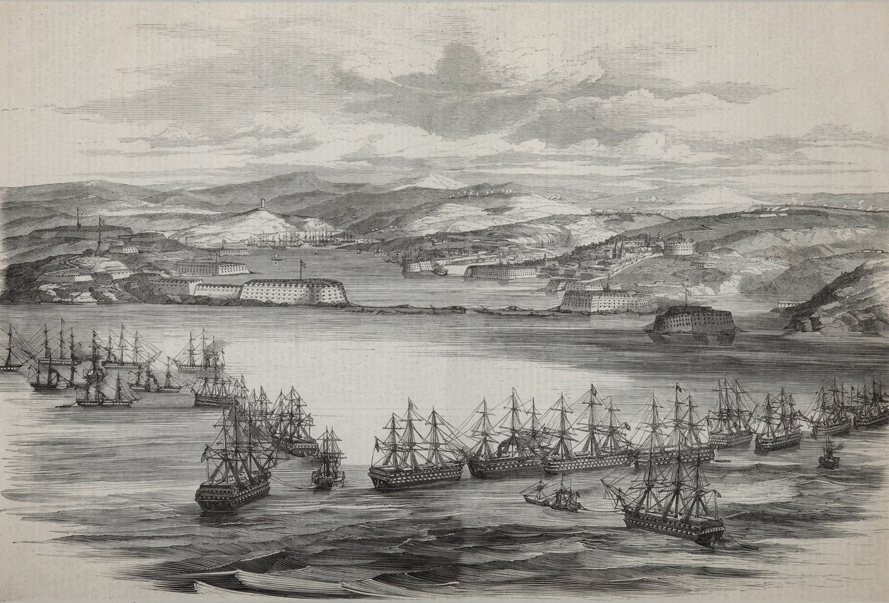 El escuadrón británico-francés en Sebastopol, ca. 1855 de Unbekannt