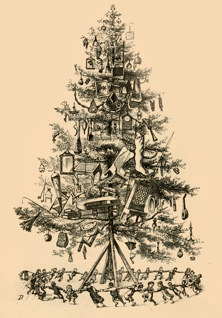Los niños bailaron alegremente alrededor del árbol, 1882 de Unbekannt