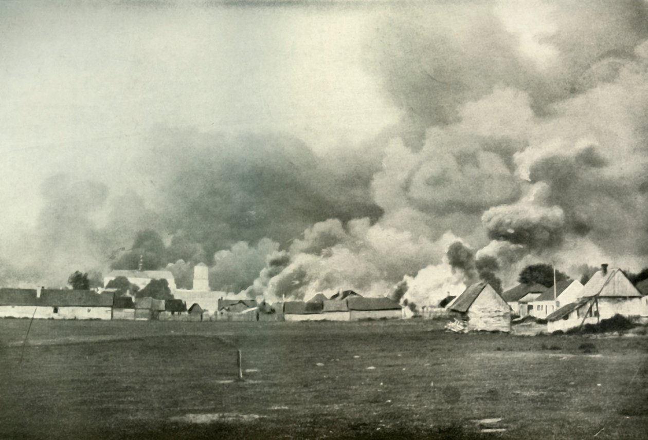 La destrucción de un pueblo polaco, 1919 de Unbekannt