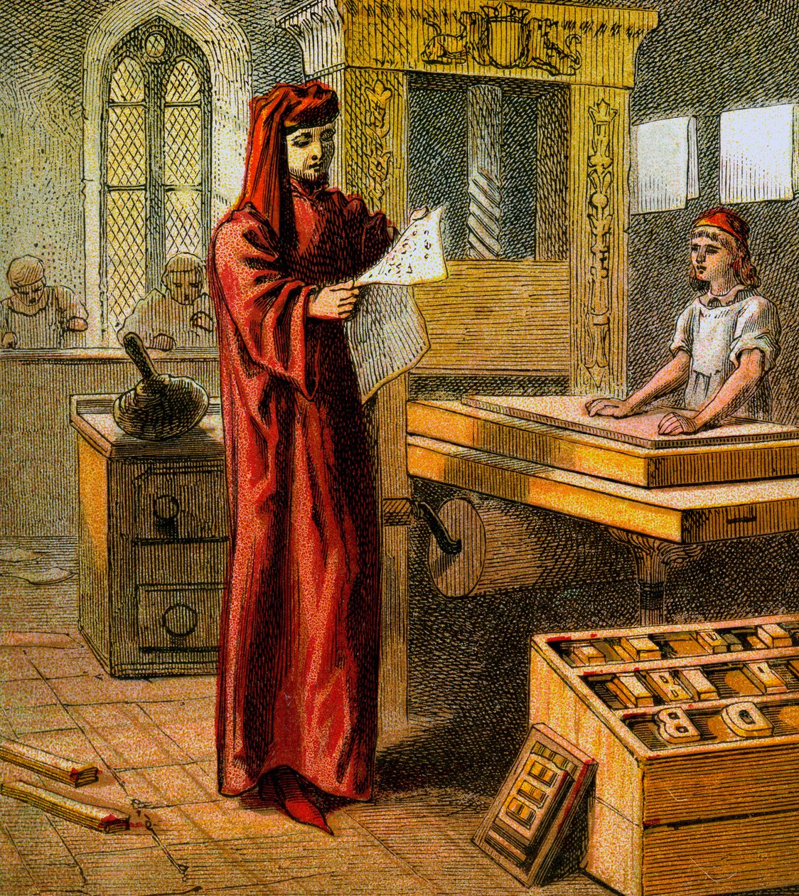 El primer impresor inglés, siglo XV, c1850 de Unbekannt