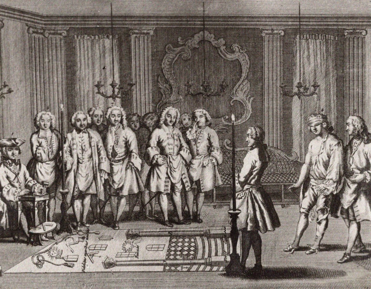 Ceremonia de iniciación de los masones franceses, siglo XVIII de Unbekannt