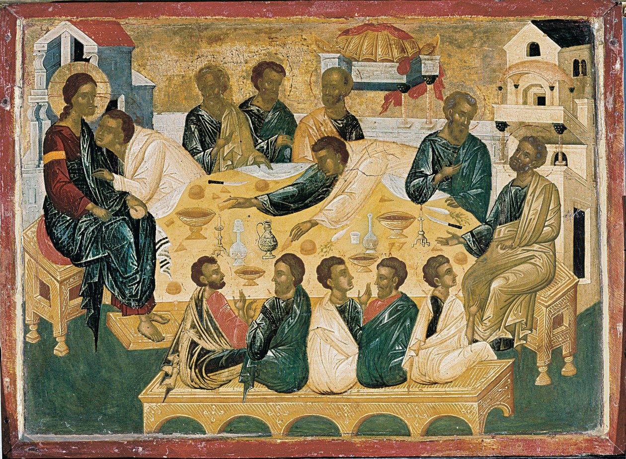 La Última Cena, icono bizantino de Unbekannt