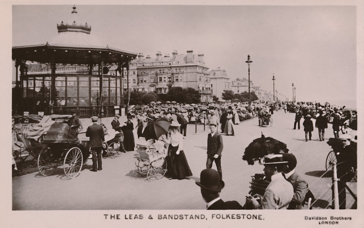 The Leas y Bandstand, Folkestone, finales del siglo XIX-principios del siglo XX de Unbekannt