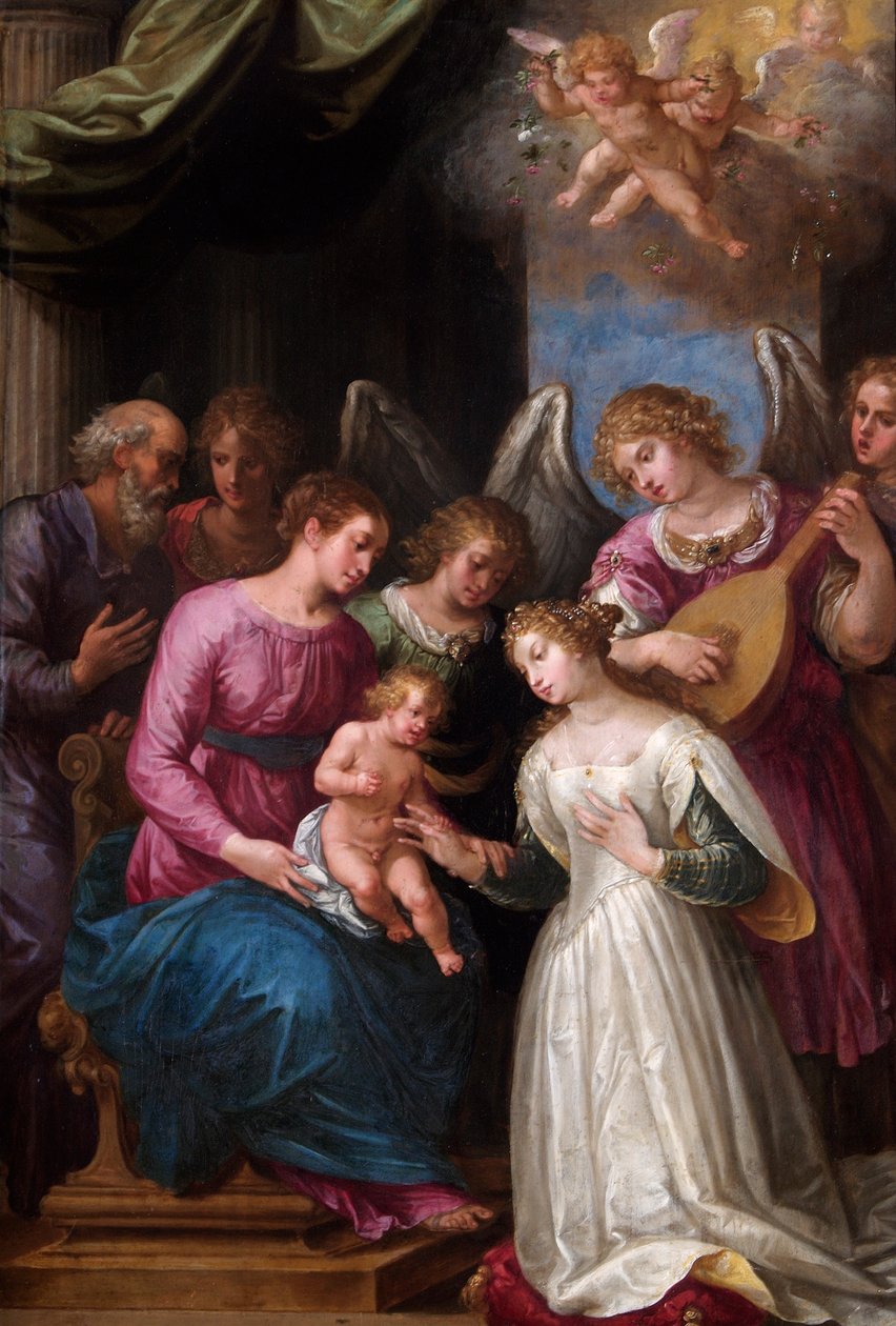 El matrimonio místico de Santa Catalina, siglo XVII de Unbekannt