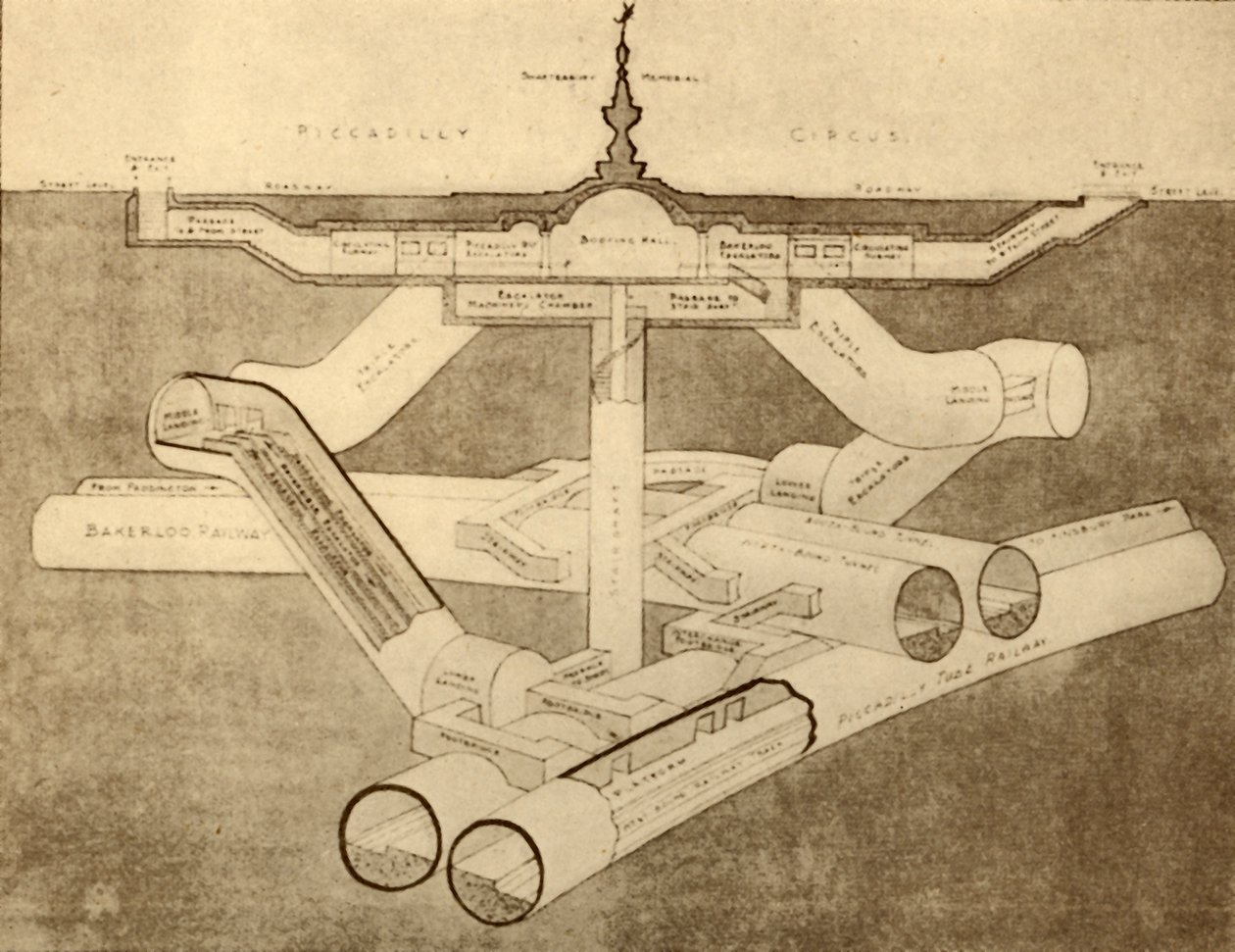 La nueva estación de metro de Piccadilly Circus, 1930 de Unbekannt