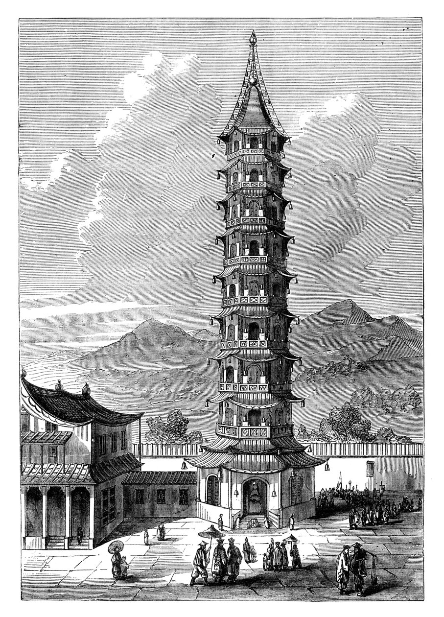 La Torre de Porcelana de Nanjing, China, c. 1895 de Unbekannt