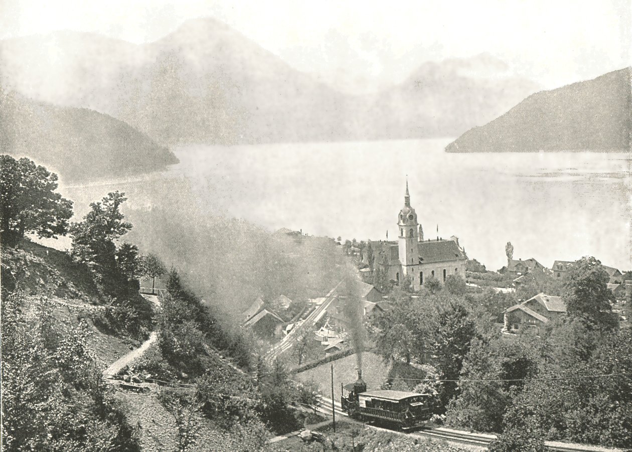 El ferrocarril Rigi, Vitznau, Suiza, 1895 de Unbekannt