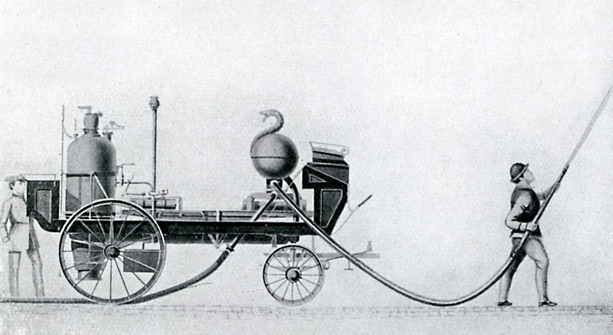 El primer camión de bomberos a vapor, c1830 de Unbekannt