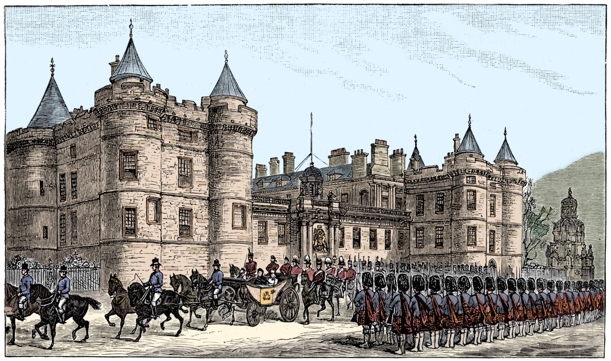 La reina saliendo del Palacio de Holyrood, Edimburgo, 1886, 1900 de Unbekannt