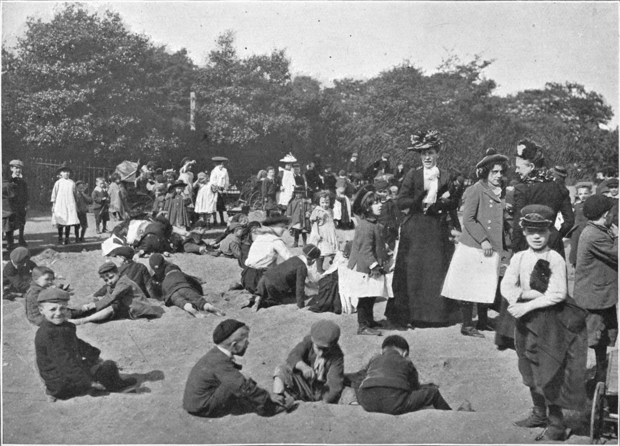 El arenero, Victoria Park, Londres, c. 1900-1901 de Unbekannt