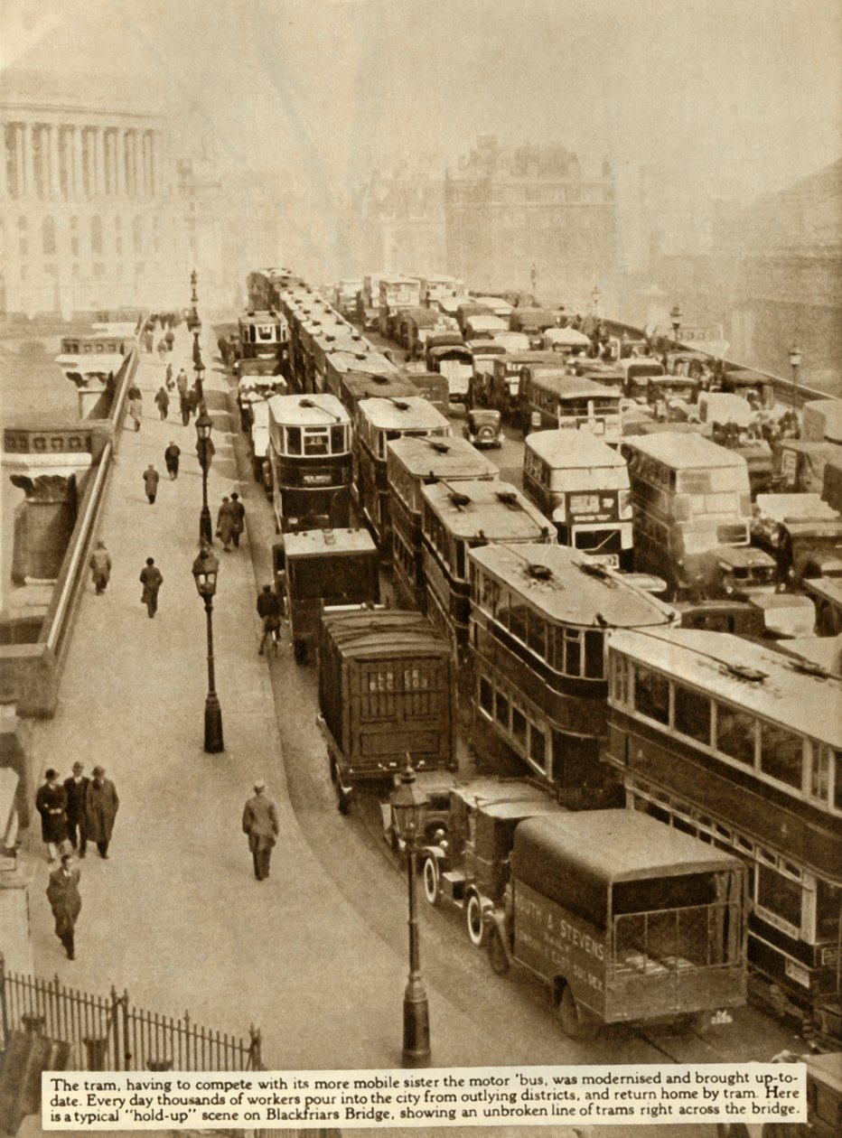 Atasco en el puente Blackfriars, Londres, 1935 de Unbekannt