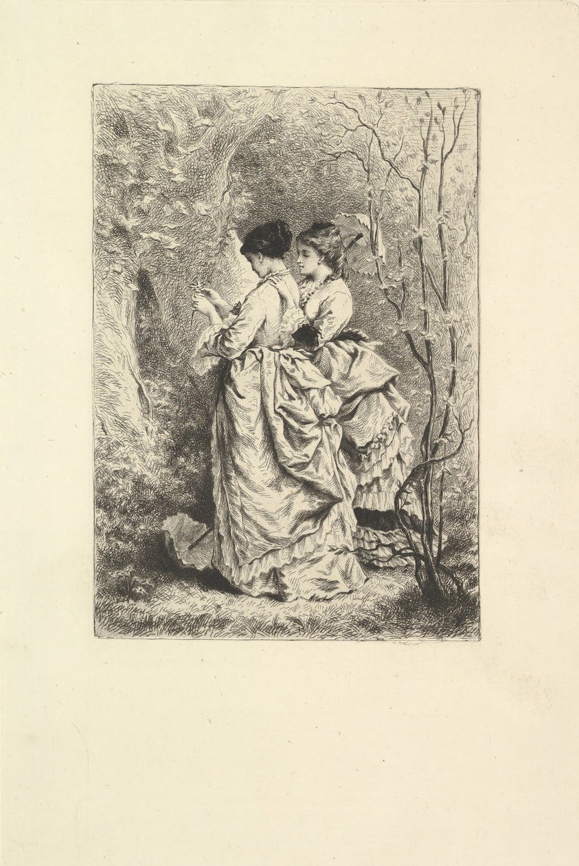 Dos jóvenes damas en un jardín, 1873-74 de Unbekannt