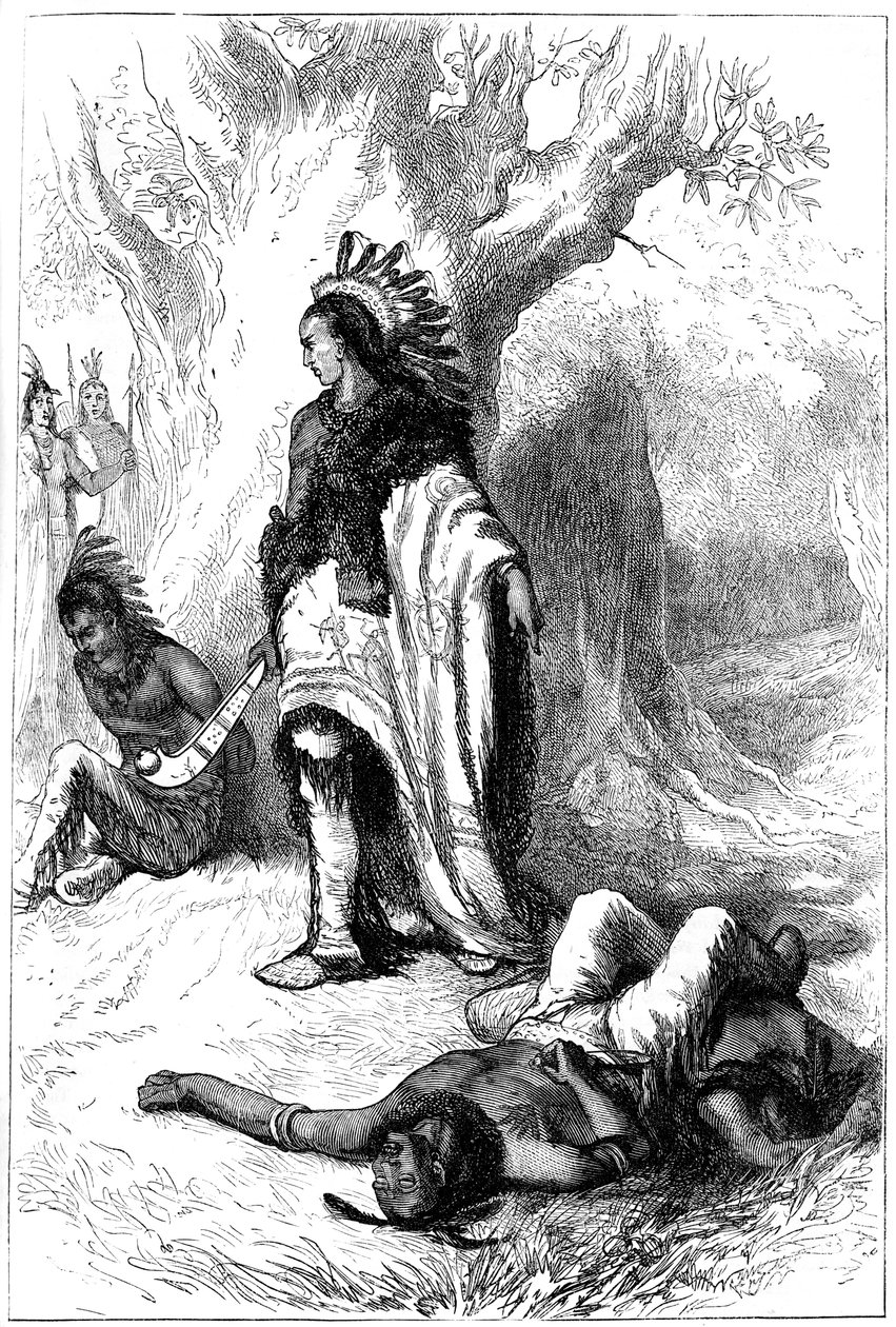 Uncas y Miantonomoh, 1643 c. 1880 de Unbekannt