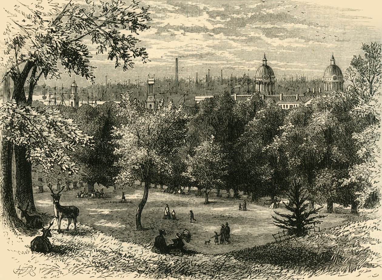 Vista en el Parque de Greenwich, c. 1878 de Unbekannt