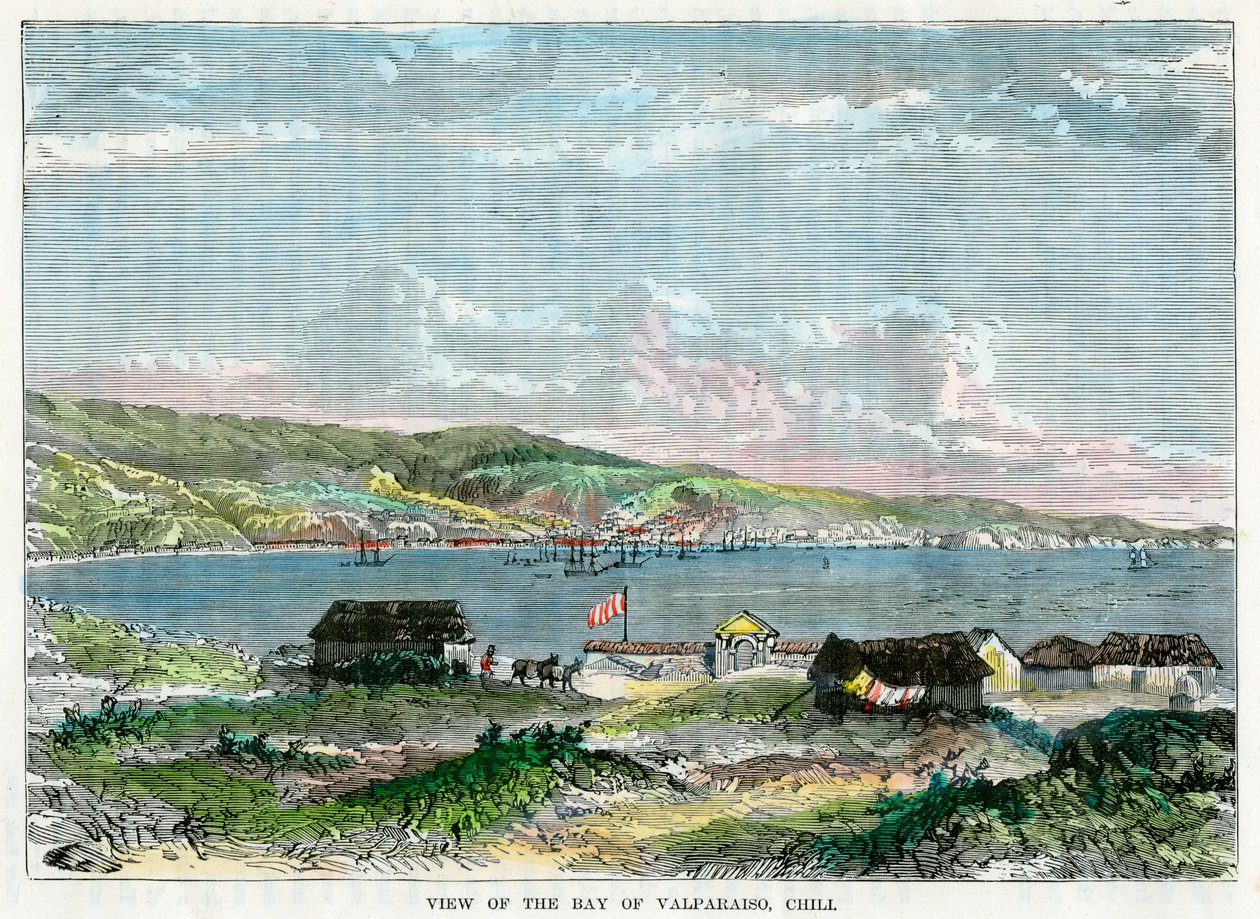 Vista de la Bahía de Valparaíso, Chile, c.1880 de Unbekannt