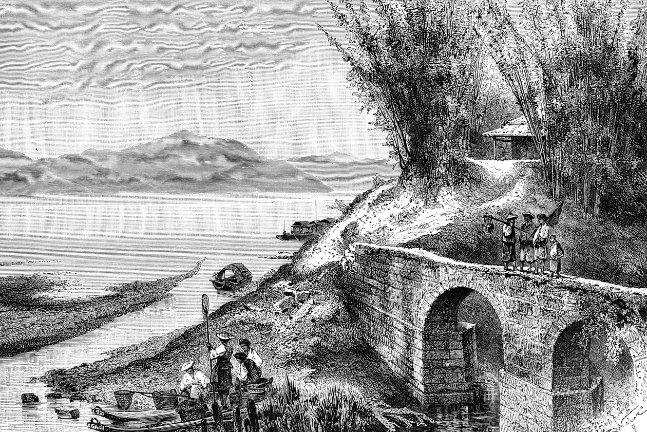 Vista en el alto Yang-Tze-Kiang, c1890 de Unbekannt