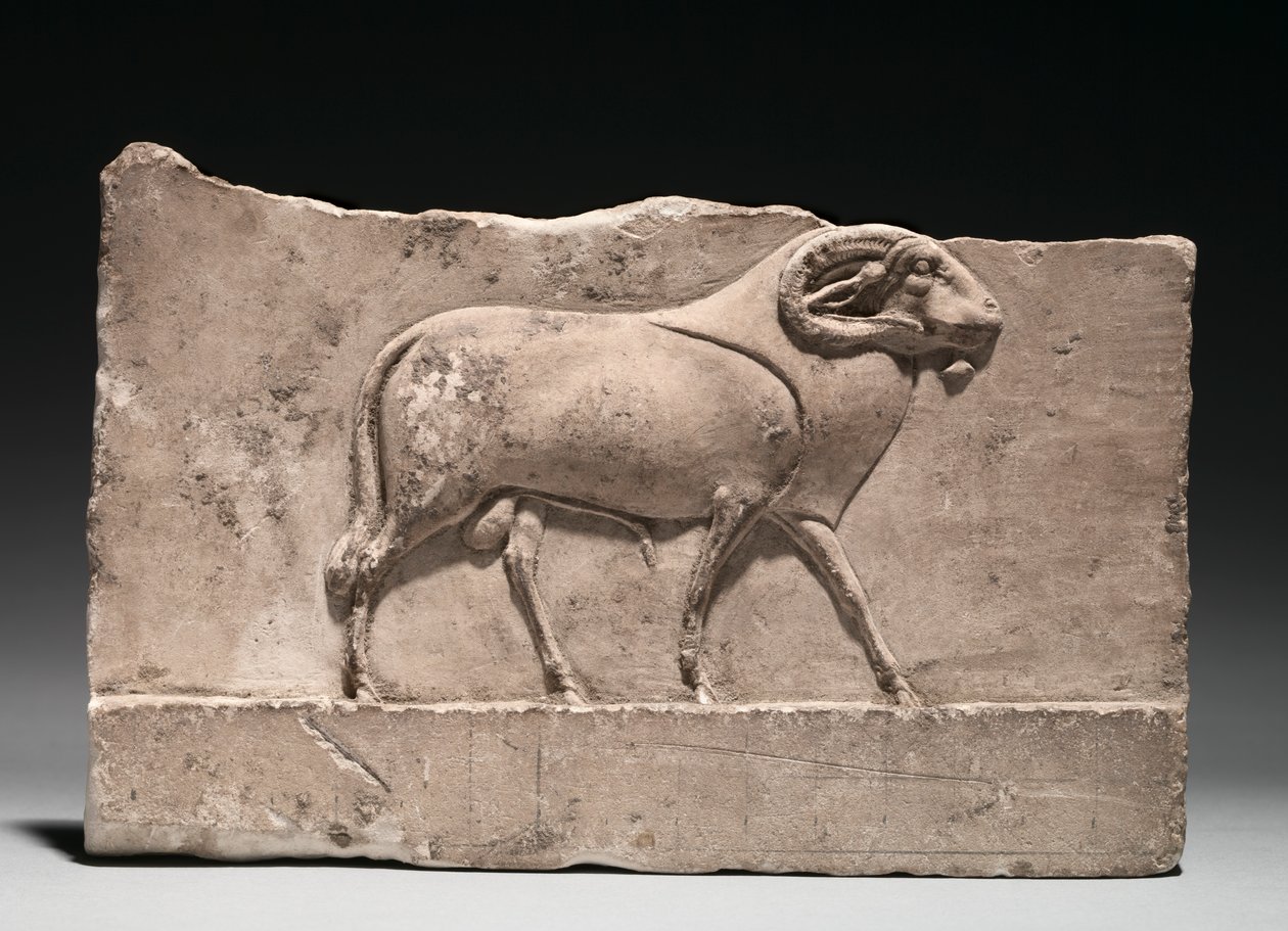 Relieve votivo de una deidad carnero, 305-30 a.C. de Unbekannt
