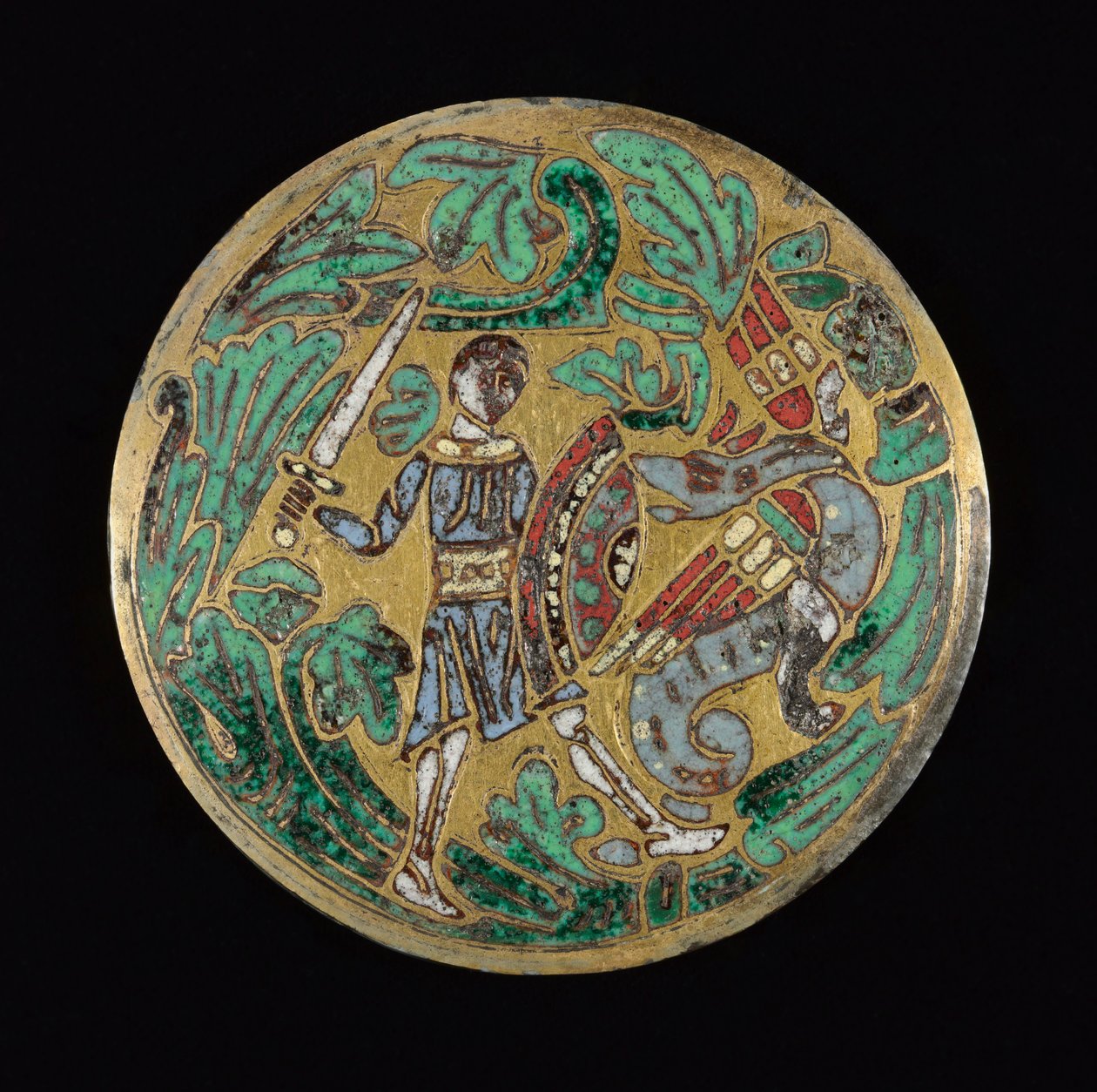 Guerrero luchando contra un dragón, c. 1170-1180 de Unbekannt