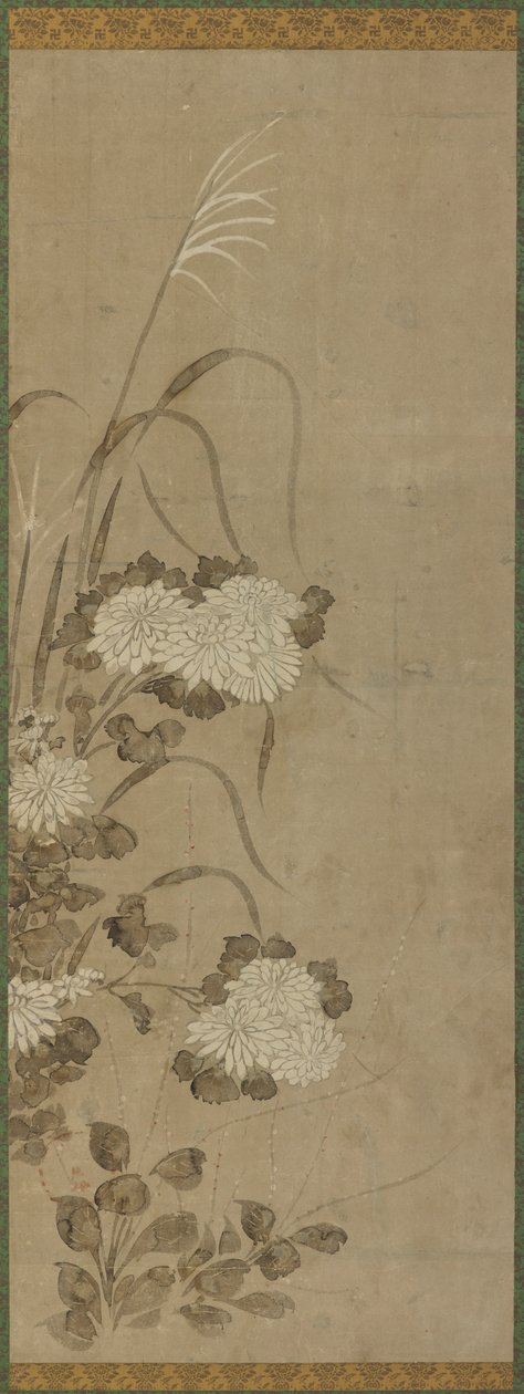 Crisantemos blancos y hierbas, período Edo, 1615-1868 de Unbekannt