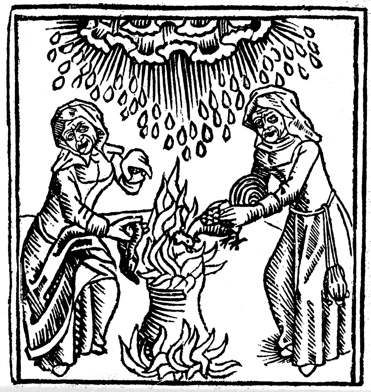 Brujas lanzando un hechizo para traer lluvia de Unbekannt