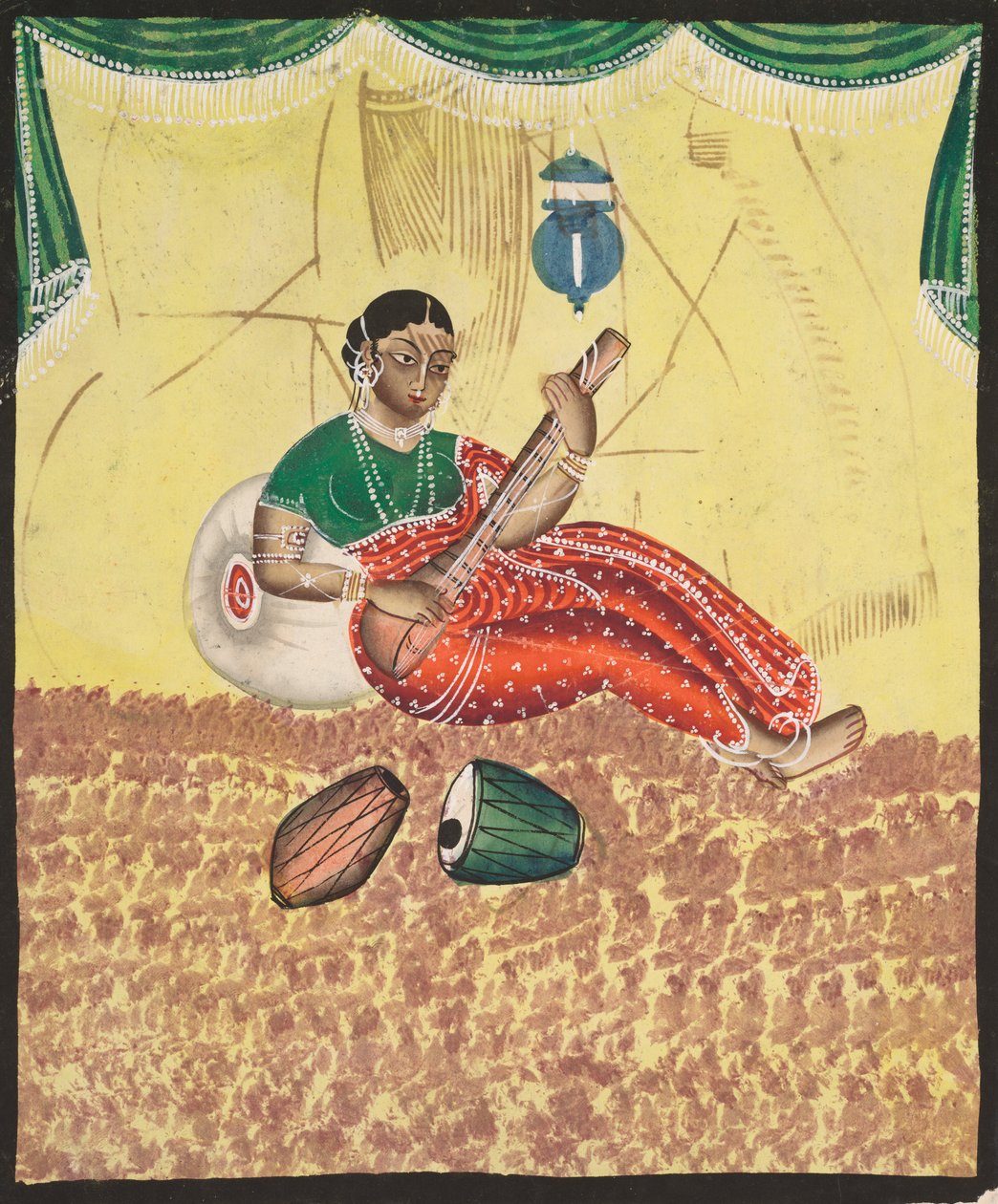 Mujer tocando música, 1800s de Unbekannt
