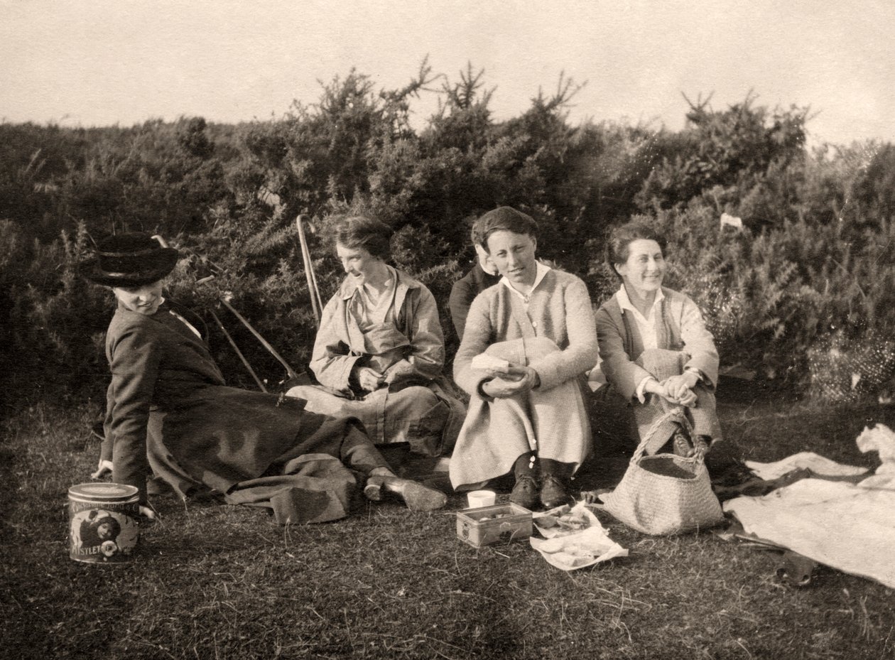 Mujeres disfrutando de un picnic, siglo XX de Unbekannt