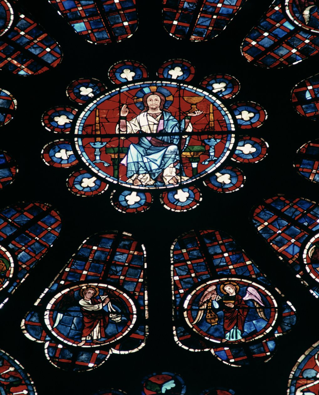 Cristo en Majestad; rosetón sur, c.1226 de Unbekannt Unbekannt