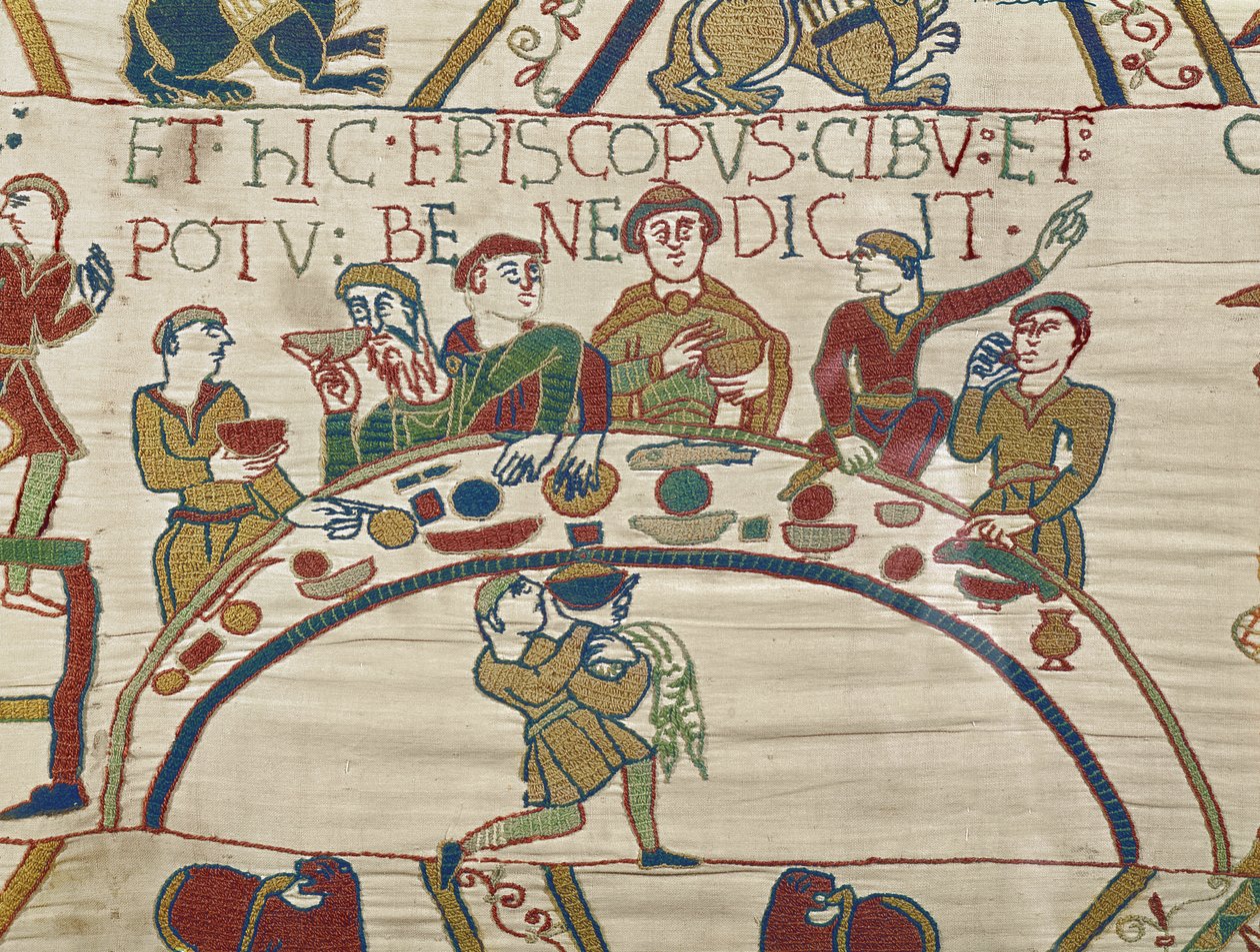 El obispo Odo bendice la comida y el vino, Tapiz de Bayeux de Unbekannt Unbekannt