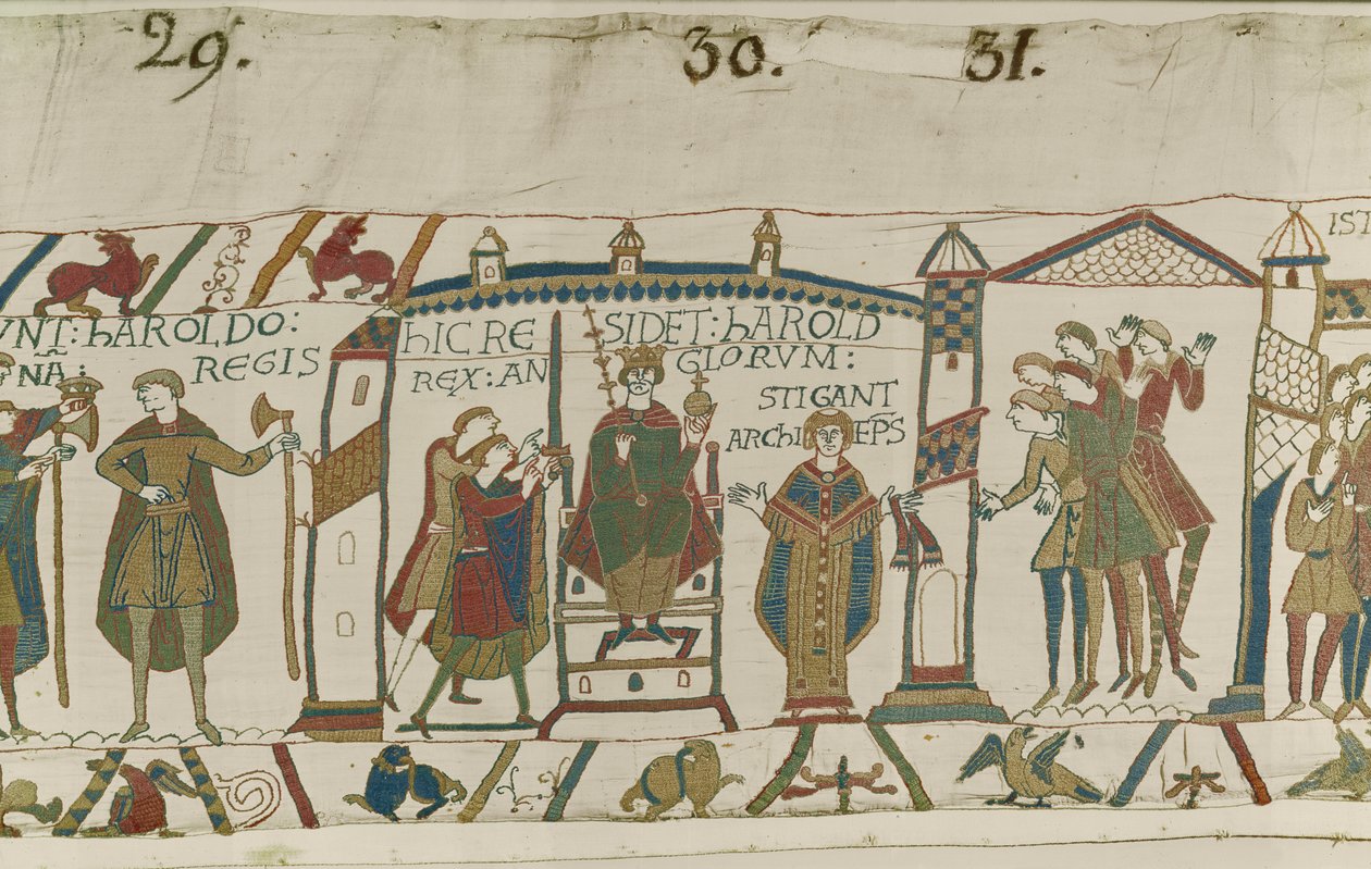 Coronación de Harold como rey inglés, Tapiz de Bayeux de Unbekannt Unbekannt
