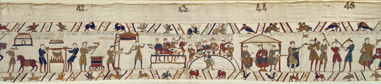 Sirvientes normandos preparando un banquete para Guillermo, Tapiz de Bayeux de Unbekannt Unbekannt