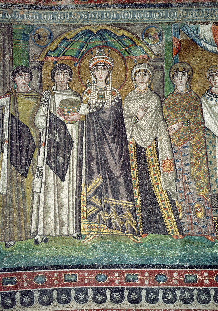 Teodora y su corte, detalle de la Emperatriz, c.547 d.C. de Unbekannt Unbekannt