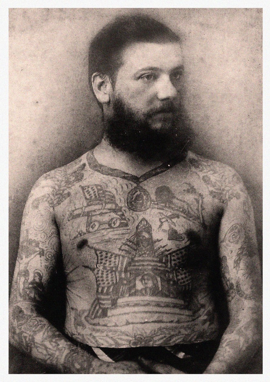 Retrato de un hombre tatuado de Unbekannt Unbekannt