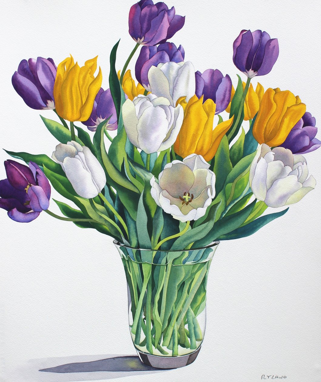 Tulipanes en jarrón de vidrio de Unbekannt Unbekannt